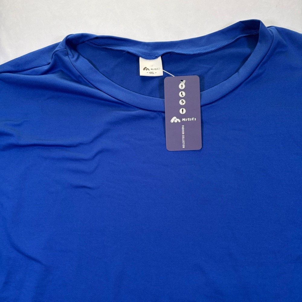 Misifi Mens 4XL Royal Blue Performance T-Shirt Short Sleeve Wicking Stretch - Picture 2 of 9